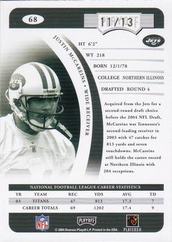 2004 Playoff Prime Signatures - Signature Proofs Gold #68 Justin McCareins Back