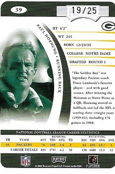 2004 Playoff Prime Signatures - Silver Proofs #39 Paul Hornung Back