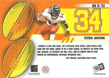 2004 Press Pass - Big Numbers Collectors Series #BN9 Steven Jackson Back