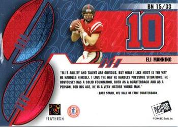 2004 Press Pass - Big Numbers Collectors Series #BN15 Eli Manning Back