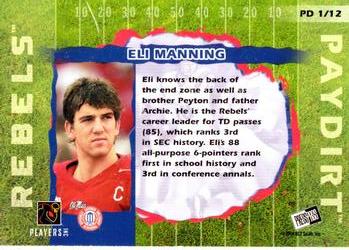2004 Press Pass - Paydirt #PD 1 Eli Manning  Back