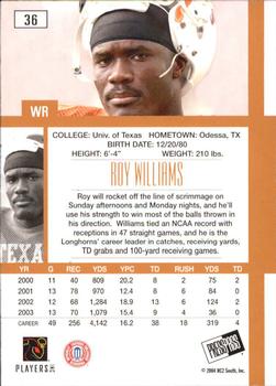 2004 Press Pass SE - First Down Gold #36 Roy Williams Back