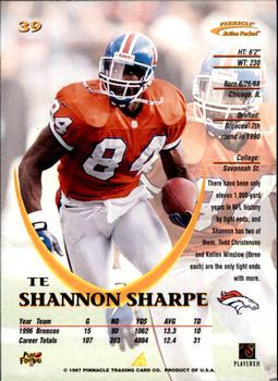 1997 Action Packed #39 Shannon Sharpe Back