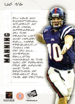 2004 Press Pass SE - Up Close #UC1 Eli Manning Back