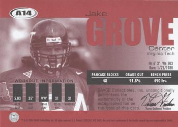 2004 SAGE - Autographs Bronze #A14 Jake Grove Back