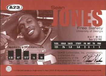 2004 SAGE - Autographs Bronze #A23 Sean Jones Back