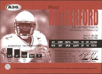 2004 SAGE - Autographs Bronze #A36 Rod Rutherford Back