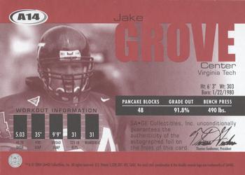 2004 SAGE - Autographs Gold #A14 Jake Grove Back