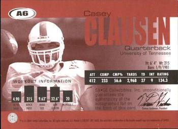 2004 SAGE - Autographs Red #A6 Casey Clausen Back