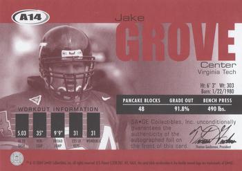 2004 SAGE - Autographs Red #A14 Jake Grove Back