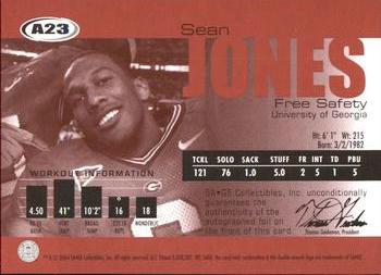 2004 SAGE - Autographs Red #A23 Sean Jones Back
