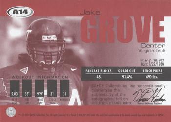 2004 SAGE - Autographs Silver #A14 Jake Grove Back
