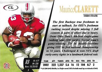 2004 SAGE - First Card #CL Maurice Clarett Back