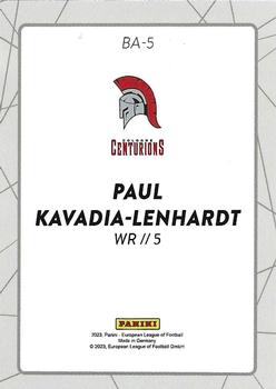 2023 Panini European League of Football - Gold /1 #BA-5 Paul Kavadia-Lenhardt Back