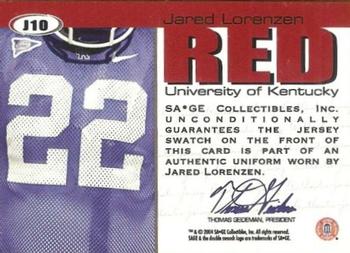 2004 SAGE - Jerseys Red #J10 Jared Lorenzen Back