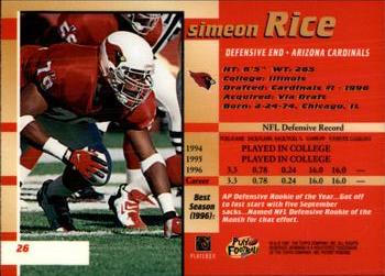 1997 Bowman's Best #26 Simeon Rice Back