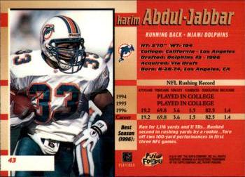 1997 Bowman's Best #43 Karim Abdul-Jabbar Back