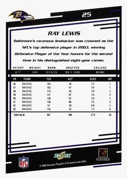 2004 Score - Glossy #25 Ray Lewis Back