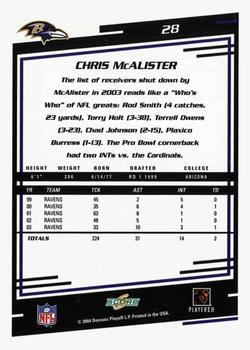2004 Score - Glossy #28 Chris McAlister Back