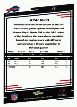 2004 Score - Glossy #33 Josh Reed Back