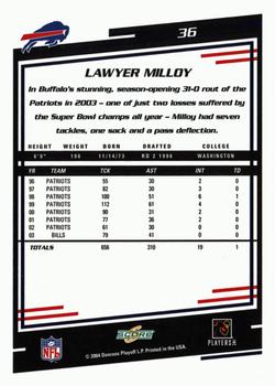 2004 Score - Glossy #36 Lawyer Milloy Back