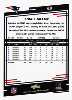 2004 Score - Glossy #53 Corey Dillon Back