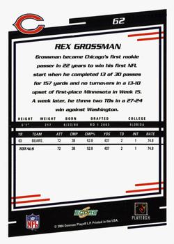 2004 Score - Glossy #62 Rex Grossman Back