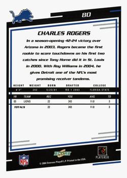 2004 Score - Glossy #80 Charles Rogers Back