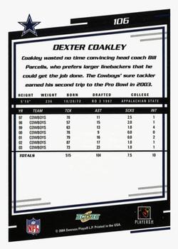 2004 Score - Glossy #106 Dexter Coakley Back