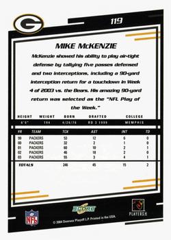 2004 Score - Glossy #119 Mike McKenzie Back
