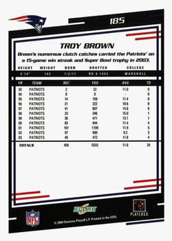 2004 Score - Glossy #185 Troy Brown Back