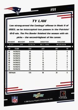 2004 Score - Glossy #191 Ty Law Back
