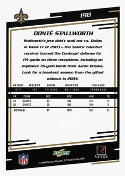 2004 Score - Glossy #198 Donte Stallworth Back