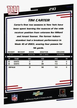 2004 Score - Glossy #210 Tim Carter Back