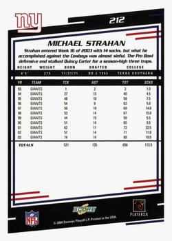 2004 Score - Glossy #212 Michael Strahan Back