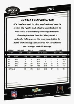 2004 Score - Glossy #216 Chad Pennington Back