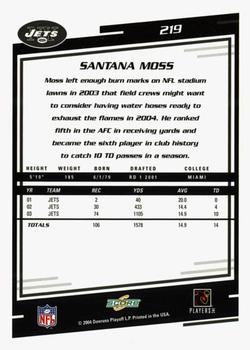 2004 Score - Glossy #219 Santana Moss Back