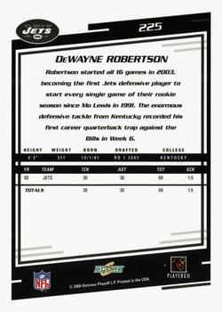 2004 Score - Glossy #225 DeWayne Robertson Back