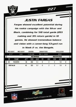 2004 Score - Glossy #227 Justin Fargas Back