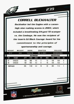 2004 Score - Glossy #239 Correll Buckhalter Back