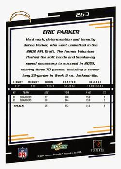 2004 Score - Glossy #263 Eric Parker Back