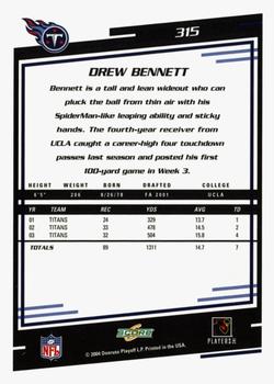 2004 Score - Glossy #315 Drew Bennett Back