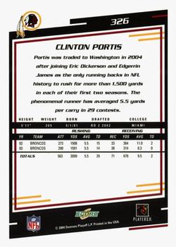 2004 Score - Glossy #326 Clinton Portis Back