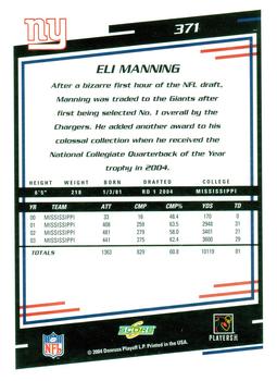 2004 Score - Glossy #371 Eli Manning Back