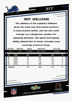 2004 Score - Glossy #377 Roy Williams Back