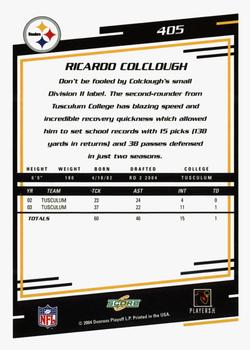 2004 Score - Glossy #405 Ricardo Colclough Back