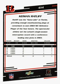 2004 Score - Glossy #414 Keiwan Ratliff Back