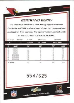 2004 Score - Scorecard #7 Bertrand Berry Back