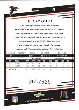 2004 Score - Scorecard #11 T.J. Duckett Back