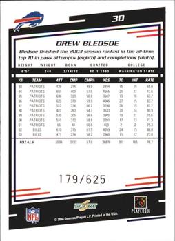 2004 Score - Scorecard #30 Drew Bledsoe Back